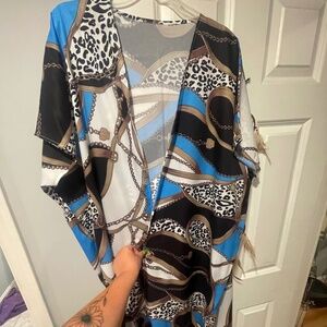 Long printed kimono